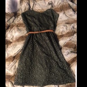 Dark green Dress w/ removable belt